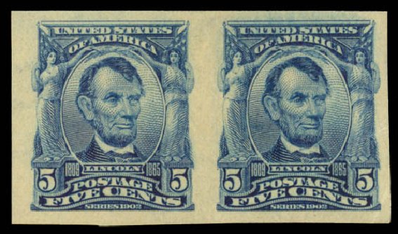 US Stamps Prices Scott Catalogue #315 - 5c 1908 Lincoln Imperf. Daniel Kelleher Auctions, Dec 2014, Sale 661, Lot 283