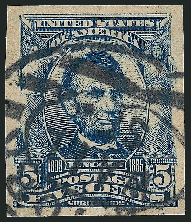Values of US Stamp Scott Catalog 315 - 5c 1908 Lincoln Imperf. Robert Siegel Auction Galleries, Jun 2011, Sale 1011, Lot 683