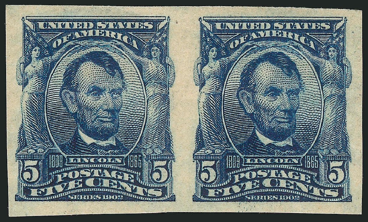 Values of US Stamps Scott Catalogue #315 - 1908 5c Lincoln Imperf. Robert Siegel Auction Galleries, Oct 2014, Sale 1082, Lot 443