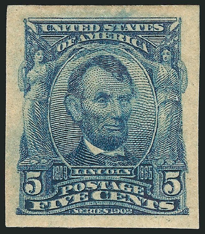 Values of US Stamp Scott Cat. 315 - 5c 1908 Lincoln Imperf. Robert Siegel Auction Galleries, Feb 2015, Sale 1092, Lot 1273