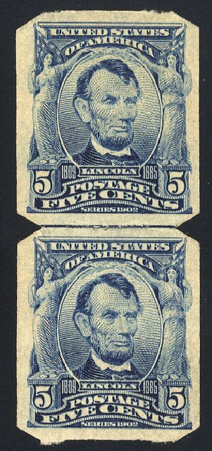 Price of US Stamp Scott Catalogue 315: 5c 1908 Lincoln Imperf. Cherrystone Auctions, May 2008, Sale 200805, Lot 236