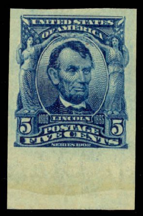 Costs of US Stamp Scott Catalogue # 315: 1908 5c Lincoln Imperf. Daniel Kelleher Auctions, Jul 2011, Sale 625, Lot 916