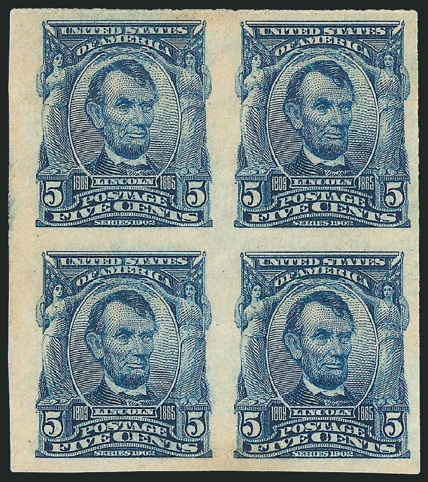 Value of US Stamps Scott # 315: 1908 5c Lincoln Imperf. Robert Siegel Auction Galleries, Nov 2013, Sale 1061, Lot 3836