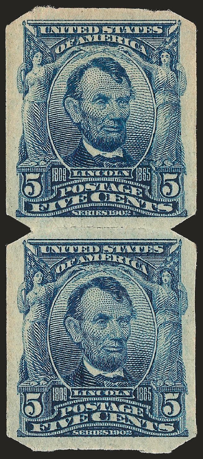 Prices of US Stamp Scott # 315 - 1908 5c Lincoln Imperf. Robert Siegel Auction Galleries, Dec 2009, Sale 982, Lot 5706