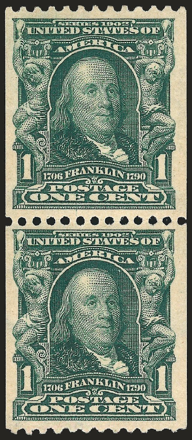 US Stamps Prices Scott Cat. 316: 1c 1908 Franklin Coil. Robert Siegel Auction Galleries, Sep 2009, Sale 968B, Lot 394