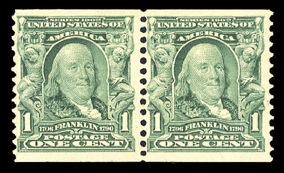 US Stamp Value Scott Catalog 318: 1c 1908 Franklin Coil. Cherrystone Auctions, Sep 2010, Sale 201009, Lot 91