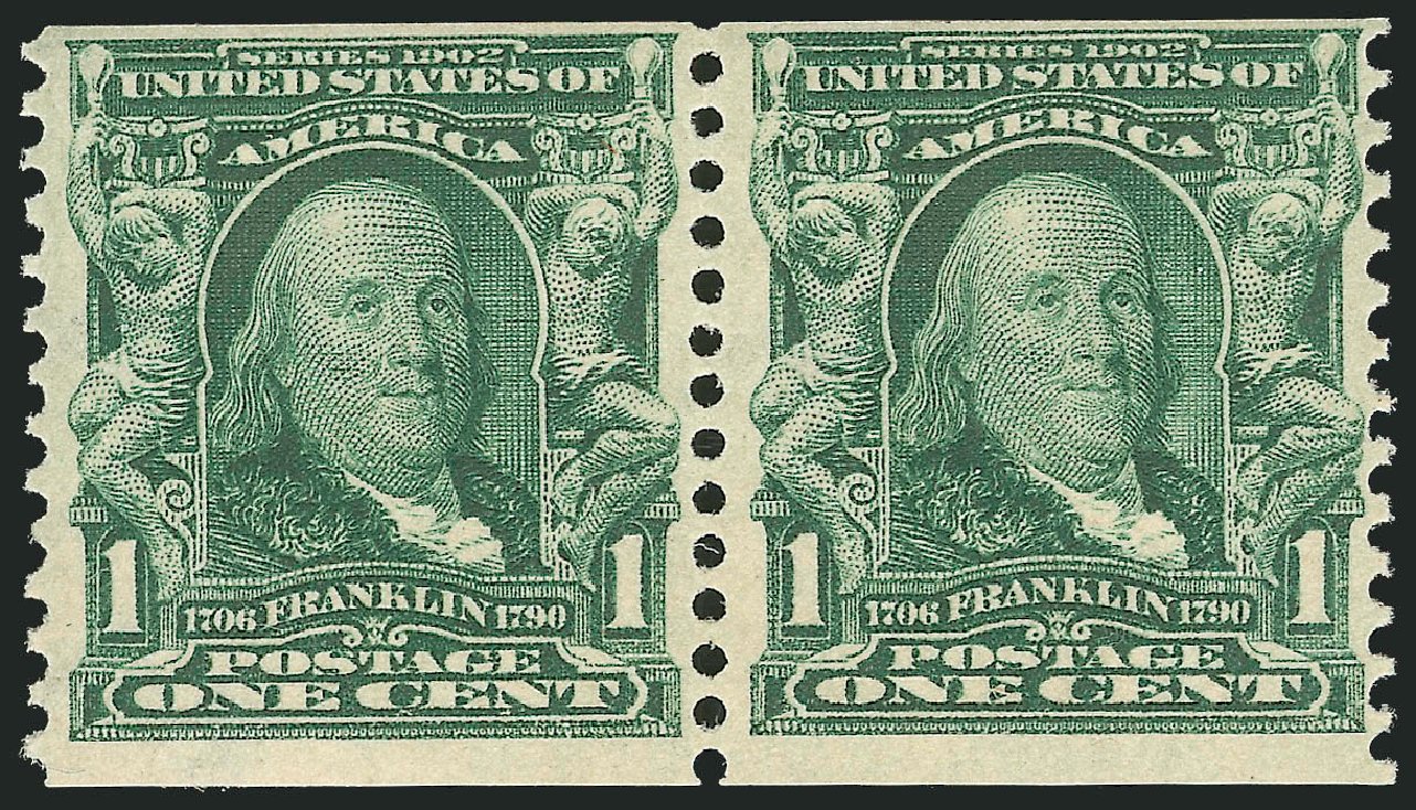 US Stamps Prices Scott # 318: 1908 1c Franklin Coil. Robert Siegel Auction Galleries, Feb 2010, Sale 983, Lot 205