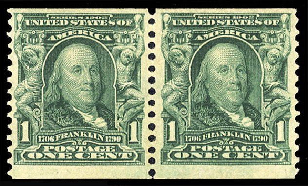 Prices of US Stamp Scott Cat. 318: 1c 1908 Franklin Coil. Cherrystone Auctions, Nov 2010, Sale 201011, Lot 152