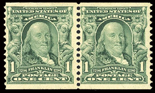 US Stamps Value Scott Catalog #318: 1c 1908 Franklin Coil. Cherrystone Auctions, Nov 2008, Sale 200811, Lot 1103