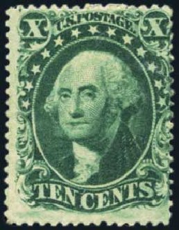 Values of US Stamps Scott # 32: 1857 10c Washington. Harmer-Schau Auction Galleries, Jan 2014, Sale 100, Lot 438