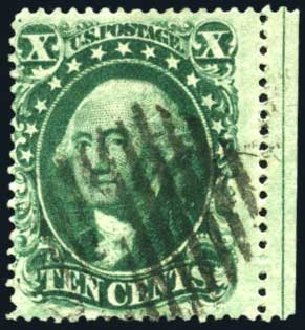 Values of US Stamp Scott Catalog # 32 - 1857 10c Washington. Harmer-Schau Auction Galleries, Oct 2008, Sale 79, Lot 48