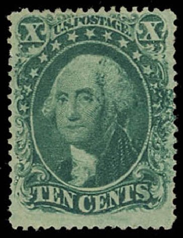 Value of US Stamps Scott Catalogue 32 - 1857 10c Washington. Daniel Kelleher Auctions, Oct 2011, Sale 626, Lot 58