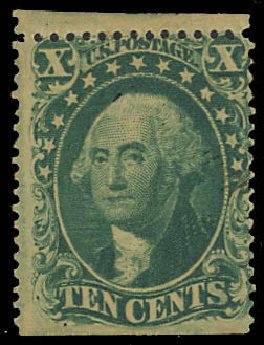 US Stamps Values Scott Cat. #32 - 10c 1857 Washington. Daniel Kelleher Auctions, Aug 2012, Sale 631, Lot 734