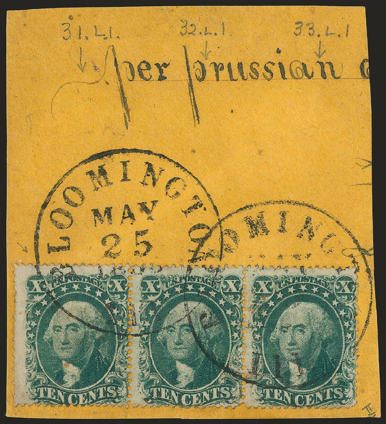Values of US Stamps Scott #32: 10c 1857 Washington. Robert Siegel Auction Galleries, Apr 2010, Sale 984, Lot 174