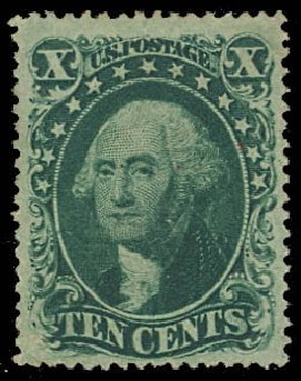 US Stamp Value Scott Cat. # 32 - 1857 10c Washington. Daniel Kelleher Auctions, Aug 2012, Sale 631, Lot 735