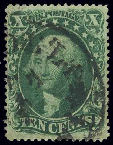 US Stamp Values Scott Catalog # 32 - 1857 10c Washington. Daniel Kelleher Auctions, Feb 2013, Sale 634, Lot 35