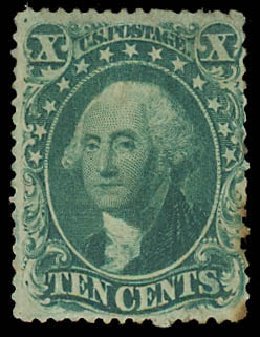US Stamps Value Scott #32: 10c 1857 Washington. Daniel Kelleher Auctions, Aug 2012, Sale 631, Lot 736