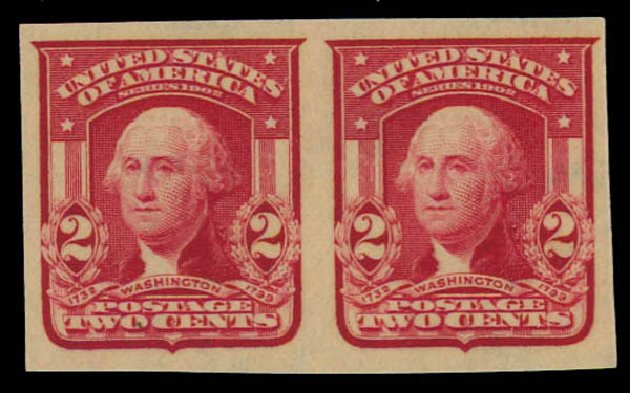 US Stamps Values Scott Cat. 320: 1906 2c Washington Imperf. Daniel Kelleher Auctions, Oct 2011, Sale 626, Lot 312