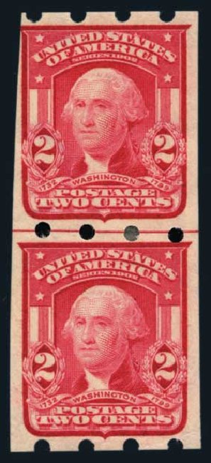 US Stamps Value Scott Catalog 320 - 2c 1906 Washington Imperf. Harmer-Schau Auction Galleries, Aug 2014, Sale 102, Lot 2223
