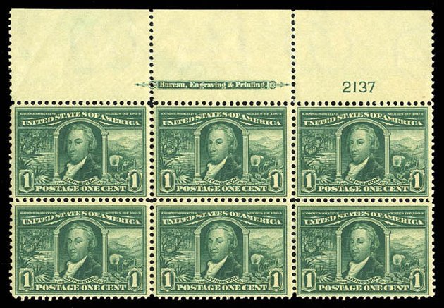 US Stamps Values Scott 323: 1c 1904 Louisiana Purchase Exposition. Matthew Bennett International, Sep 2012, Sale 346, Lot 791