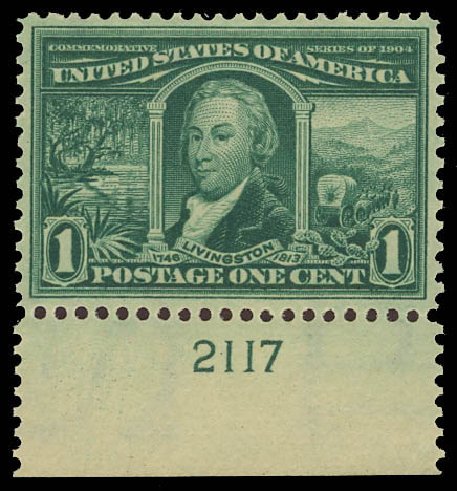 US Stamps Values Scott Catalog #323 - 1c 1904 Louisiana Purchase Exposition. Daniel Kelleher Auctions, Aug 2012, Sale 631, Lot 1076