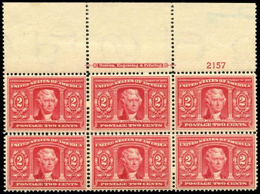 Value of US Stamp Scott 324: 2c 1904 Louisiana Purchase Exposition. Matthew Bennett International, Apr 2008, Sale 326, Lot 327