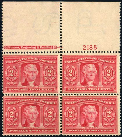 US Stamps Values Scott #324: 2c 1904 Louisiana Purchase Exposition. Harmer-Schau Auction Galleries, Feb 2009, Sale 80, Lot 1277