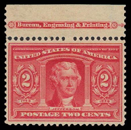 US Stamp Values Scott Cat. 324: 1904 2c Louisiana Purchase Exposition. Daniel Kelleher Auctions, Jul 2011, Sale 625, Lot 919