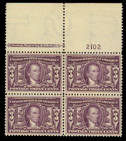 Value of US Stamp Scott Catalogue #325: 1904 3c Louisiana Purchase Exposition. Daniel Kelleher Auctions, Oct 2011, Sale 626, Lot 317