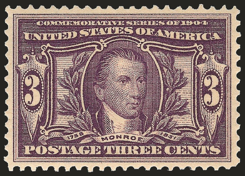 US Stamps Value Scott Catalog # 325 - 1904 3c Louisiana Purchase Exposition. Robert Siegel Auction Galleries, Dec 2008, Sale 967, Lot 4527