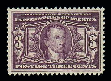 Values of US Stamp Scott Cat. 325 - 1904 3c Louisiana Purchase Exposition. Matthew Bennett International, Jun 2007, Sale 319, Lot 1348