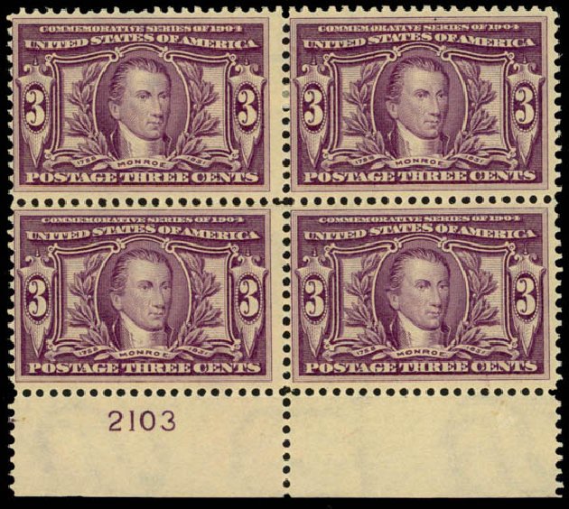 Prices of US Stamp Scott #325 - 1904 3c Louisiana Purchase Exposition. Daniel Kelleher Auctions, Mar 2013, Sale 635, Lot 438