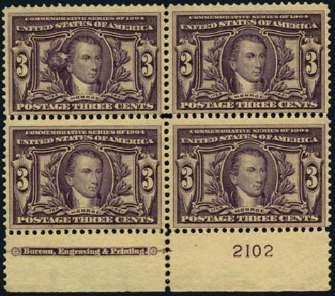 US Stamps Values Scott Catalog #325 - 3c 1904 Louisiana Purchase Exposition. Harmer-Schau Auction Galleries, Oct 2011, Sale 91, Lot 269