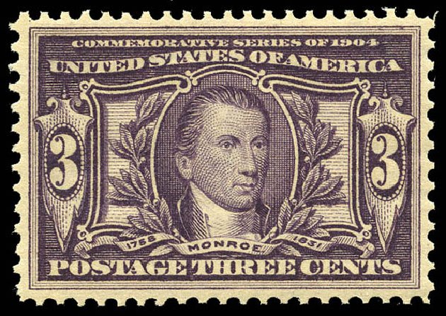 US Stamps Values Scott Cat. # 325 - 1904 3c Louisiana Purchase Exposition. Matthew Bennett International, May 2014, Sale 350, Lot 470