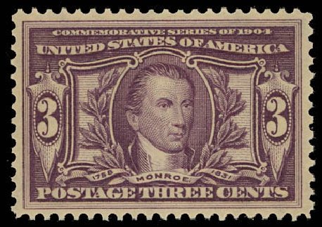 US Stamps Value Scott Catalog # 325: 3c 1904 Louisiana Purchase Exposition. Daniel Kelleher Auctions, Oct 2012, Sale 632, Lot 1250