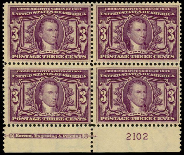US Stamp Values Scott Catalogue #325: 3c 1904 Louisiana Purchase Exposition. Daniel Kelleher Auctions, Mar 2013, Sale 635, Lot 440