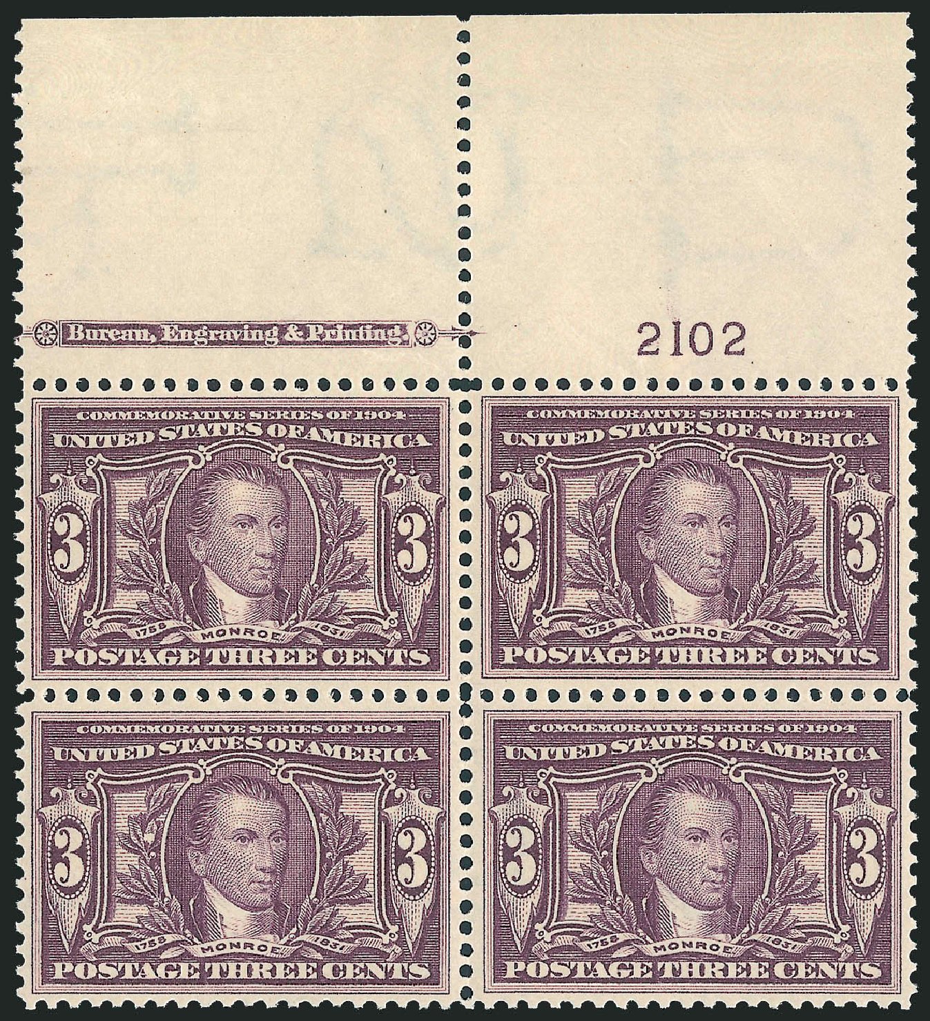 US Stamp Prices Scott #325: 1904 3c Louisiana Purchase Exposition. Robert Siegel Auction Galleries, Oct 2010, Sale 997, Lot 5870
