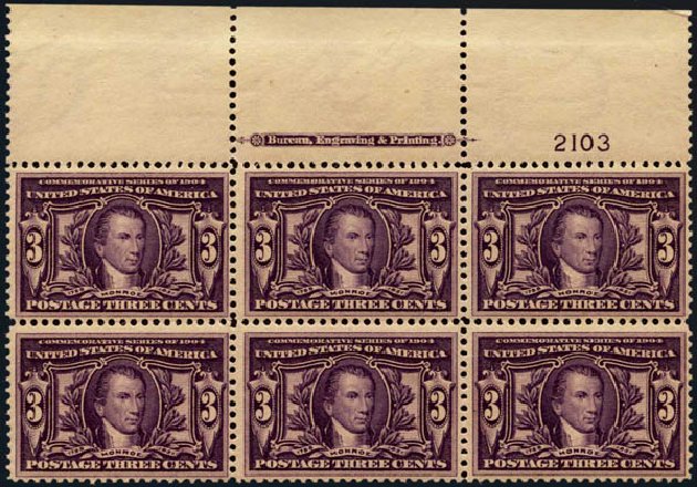 Prices of US Stamp Scott Catalogue # 325 - 1904 3c Louisiana Purchase Exposition. Harmer-Schau Auction Galleries, Jan 2014, Sale 100, Lot 561