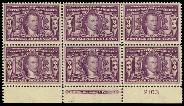 Prices of US Stamp Scott Cat. 325 - 3c 1904 Louisiana Purchase Exposition. Daniel Kelleher Auctions, Sep 2013, Sale 639, Lot 3431