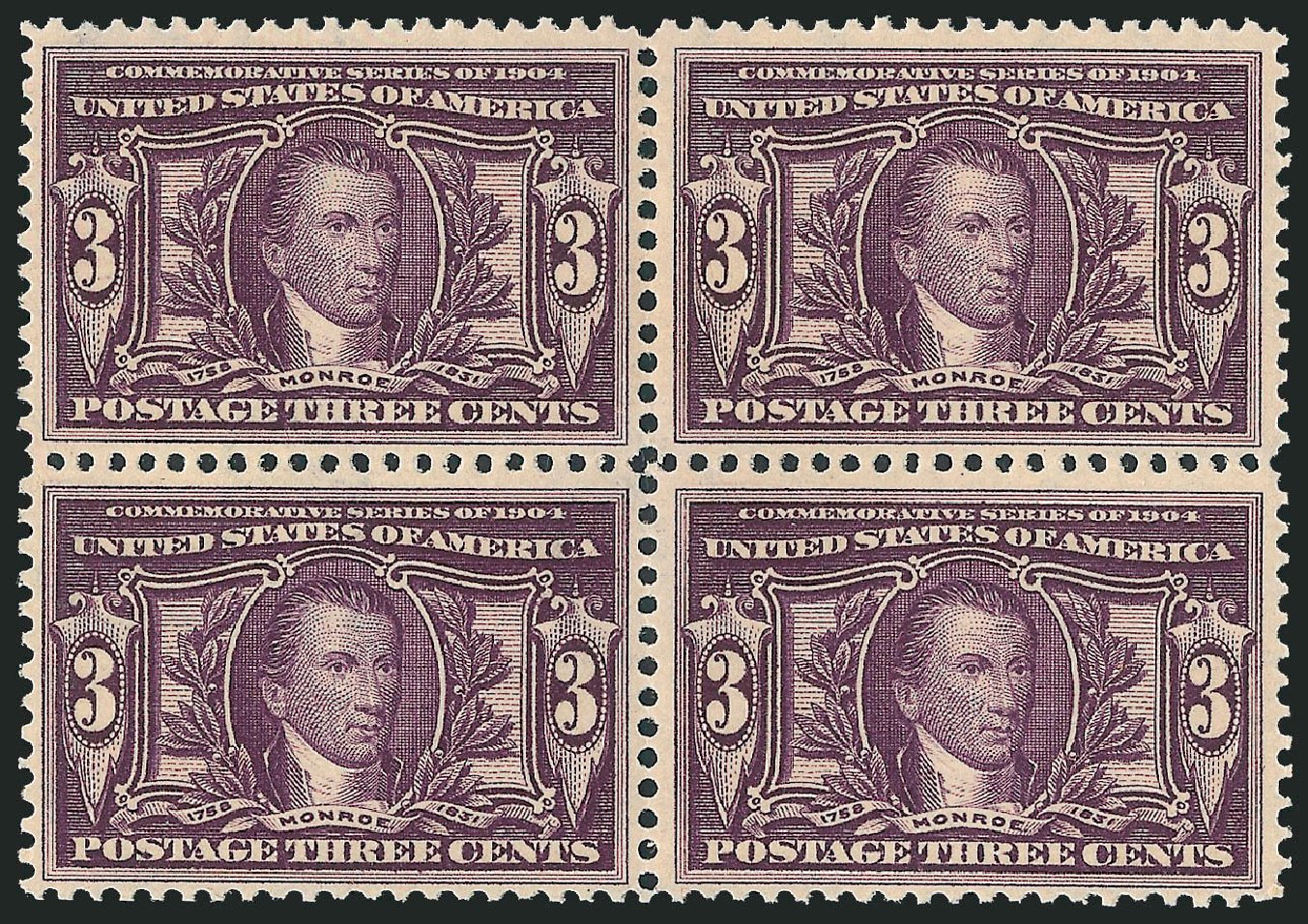 US Stamp Value Scott #325: 3c 1904 Louisiana Purchase Exposition. Robert Siegel Auction Galleries, Jun 2011, Sale 1011, Lot 691