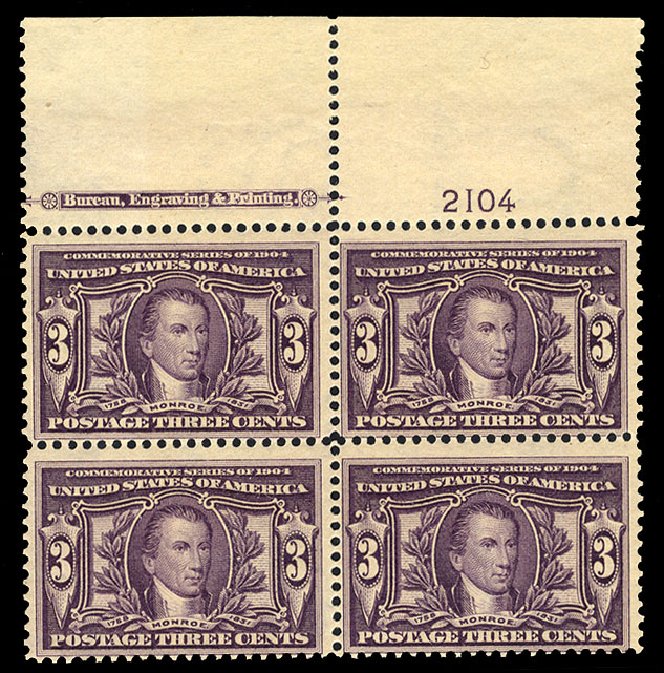 Costs of US Stamps Scott Catalogue # 325: 3c 1904 Louisiana Purchase Exposition. Cherrystone Auctions, Nov 2010, Sale 201011, Lot 154
