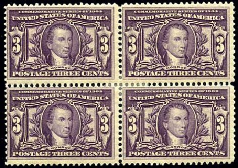 Values of US Stamp Scott Catalog # 325: 1904 3c Louisiana Purchase Exposition. Harmer-Schau Auction Galleries, Oct 2008, Sale 79, Lot 174