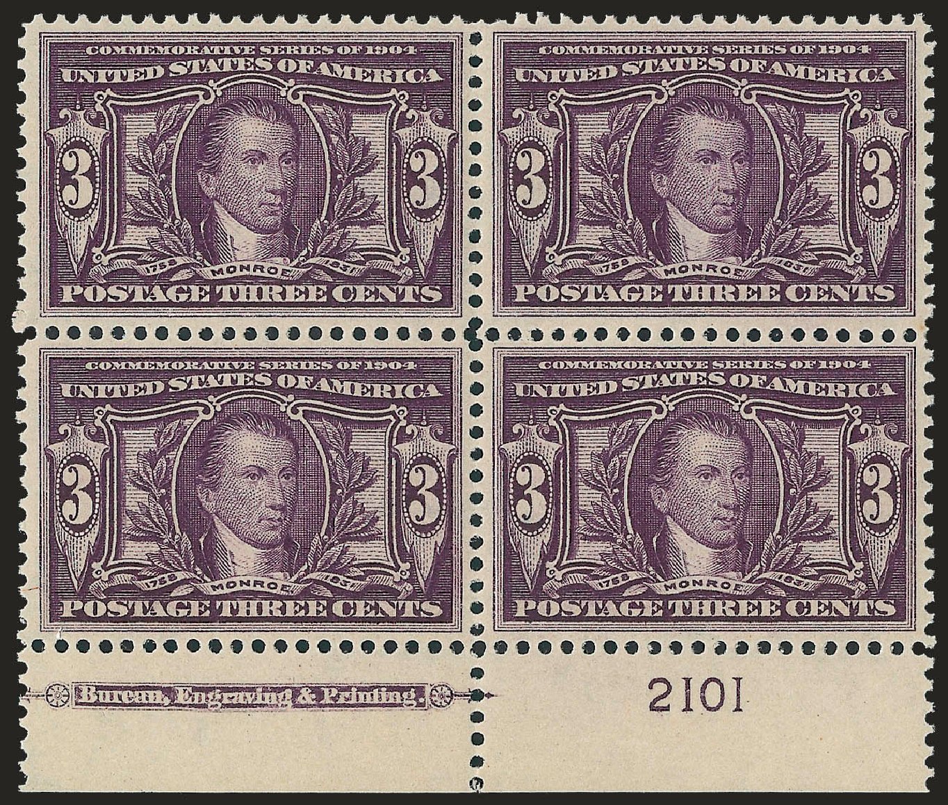 Value of US Stamps Scott Catalogue # 325: 1904 3c Louisiana Purchase Exposition. Robert Siegel Auction Galleries, Sep 2009, Sale 976, Lot 1904