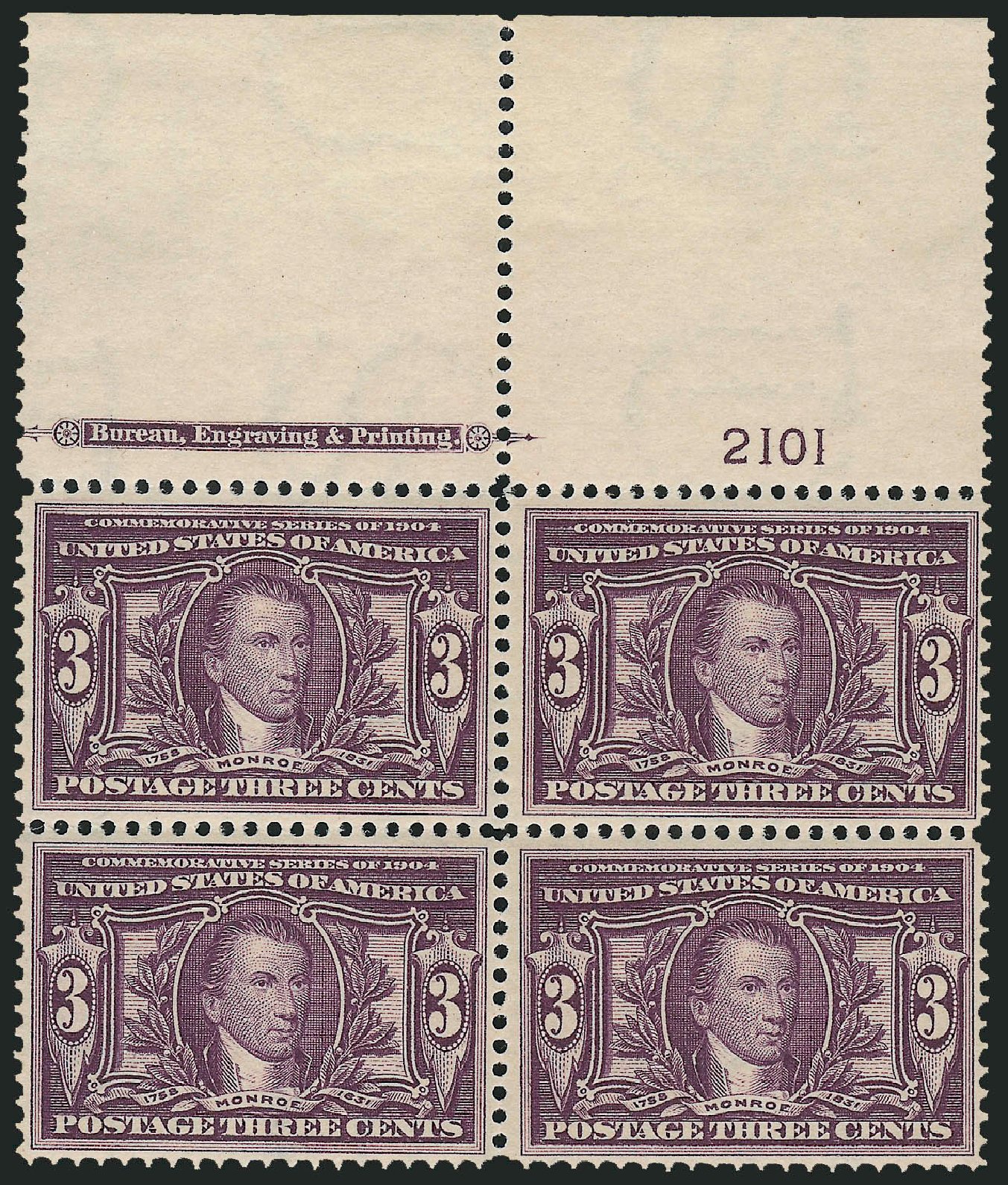 Costs of US Stamps Scott # 325 - 1904 3c Louisiana Purchase Exposition. Robert Siegel Auction Galleries, Dec 2009, Sale 982, Lot 5714