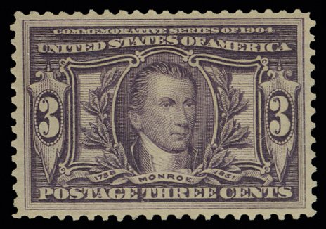 Price of US Stamp Scott Catalogue #325: 1904 3c Louisiana Purchase Exposition. H.R. Harmer, May 2014, Sale 3005, Lot 1245