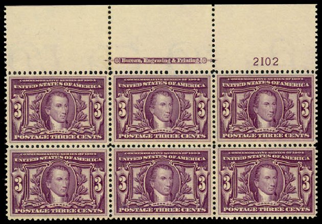 US Stamps Price Scott Catalog #325: 1904 3c Louisiana Purchase Exposition. Daniel Kelleher Auctions, May 2014, Sale 653, Lot 2405