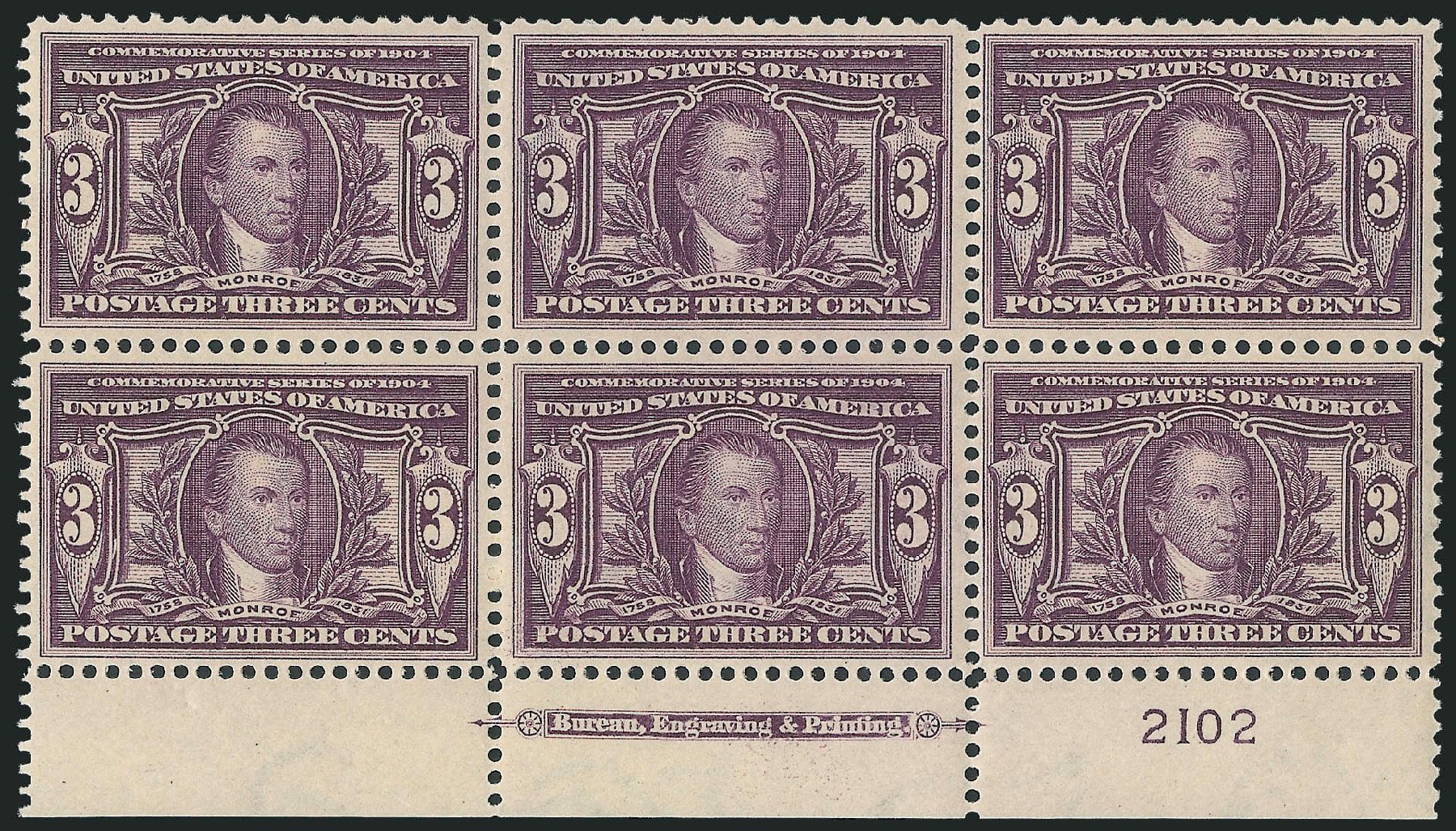 US Stamp Prices Scott 325: 3c 1904 Louisiana Purchase Exposition. Robert Siegel Auction Galleries, Oct 2011, Sale 1014, Lot 1755