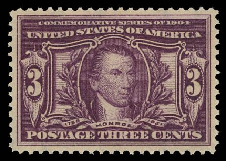 Value of US Stamp Scott #325: 3c 1904 Louisiana Purchase Exposition. Daniel Kelleher Auctions, Apr 2012, Sale 629, Lot 292