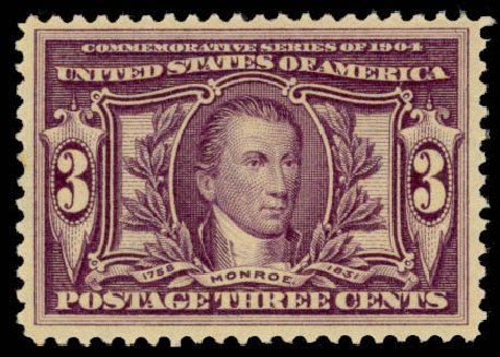 US Stamps Prices Scott #325: 1904 3c Louisiana Purchase Exposition. Daniel Kelleher Auctions, Apr 2013, Sale 636, Lot 292