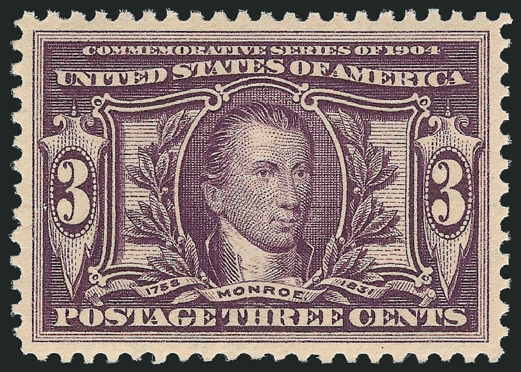 Values of US Stamps Scott 325 - 3c 1904 Louisiana Purchase Exposition. Robert Siegel Auction Galleries, Nov 2012, Sale 1034, Lot 312